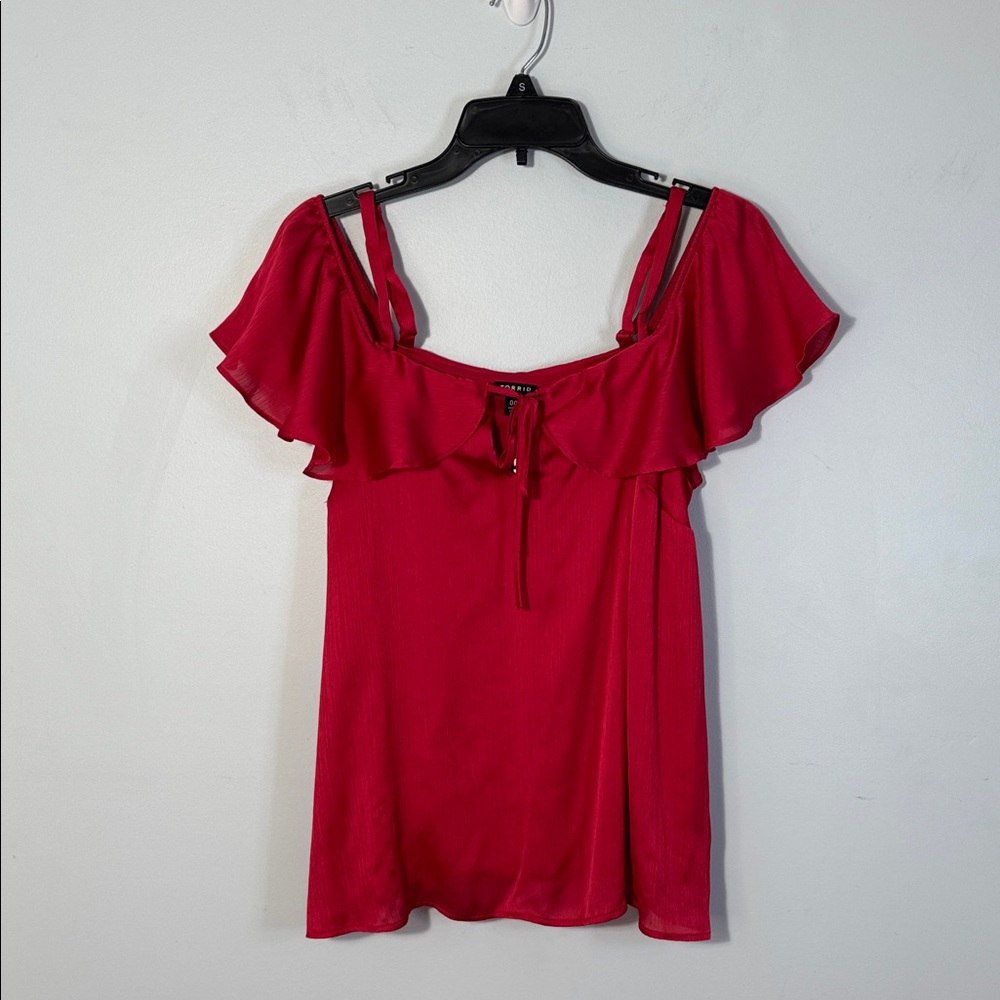 torrid Red Off-Shoulder Ruffle Tank Top - Picture 2 of 12
